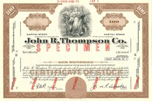 John R. Thompson Co. - Stock Certificate
